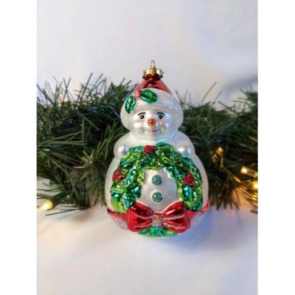 Snowman with Wreath Retired Old World Christmas Ornament - Picture 4 of 4